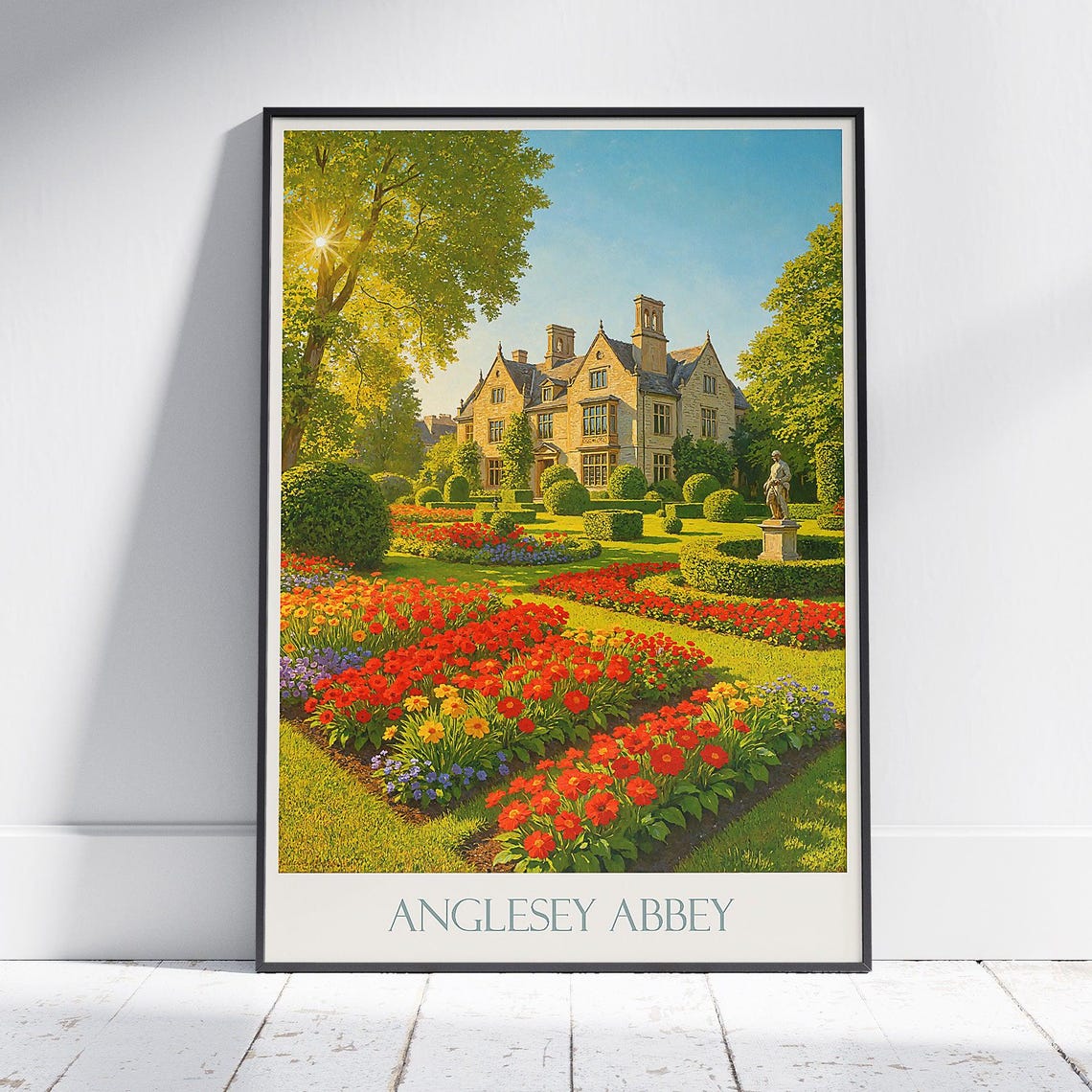 Anglesey Abbey Cambridge Gardens Tulip Flower Beds Travel Poster