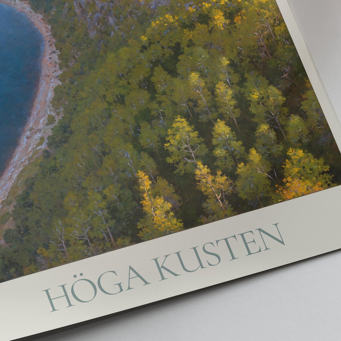 Höga Kusten Sweden High Coast Cliffs Aerial View Painted Nature Poster - Image 2