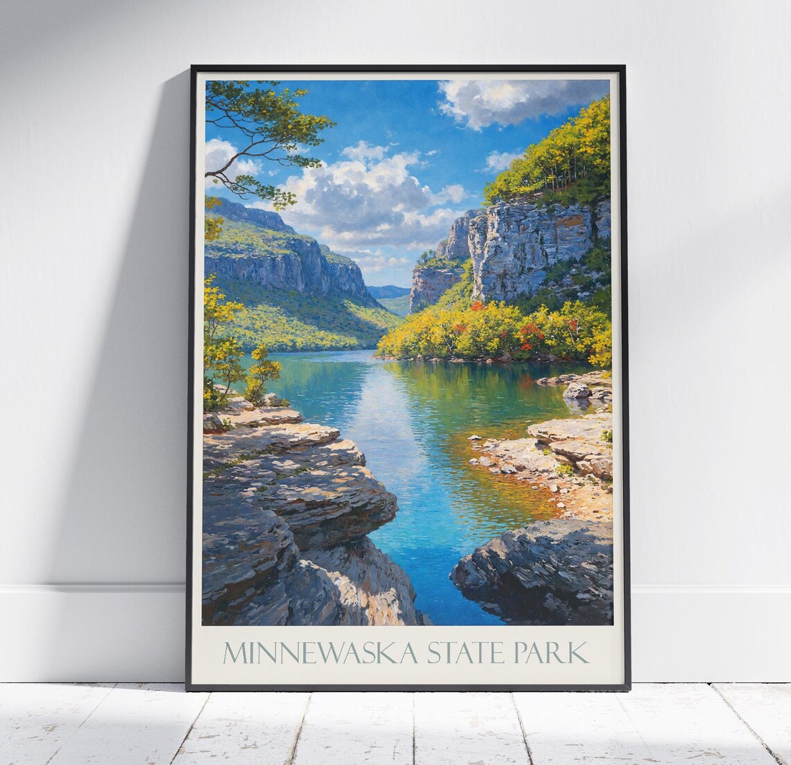 Minnewaska State Park New York Lake and Cliffs Travel Poster
