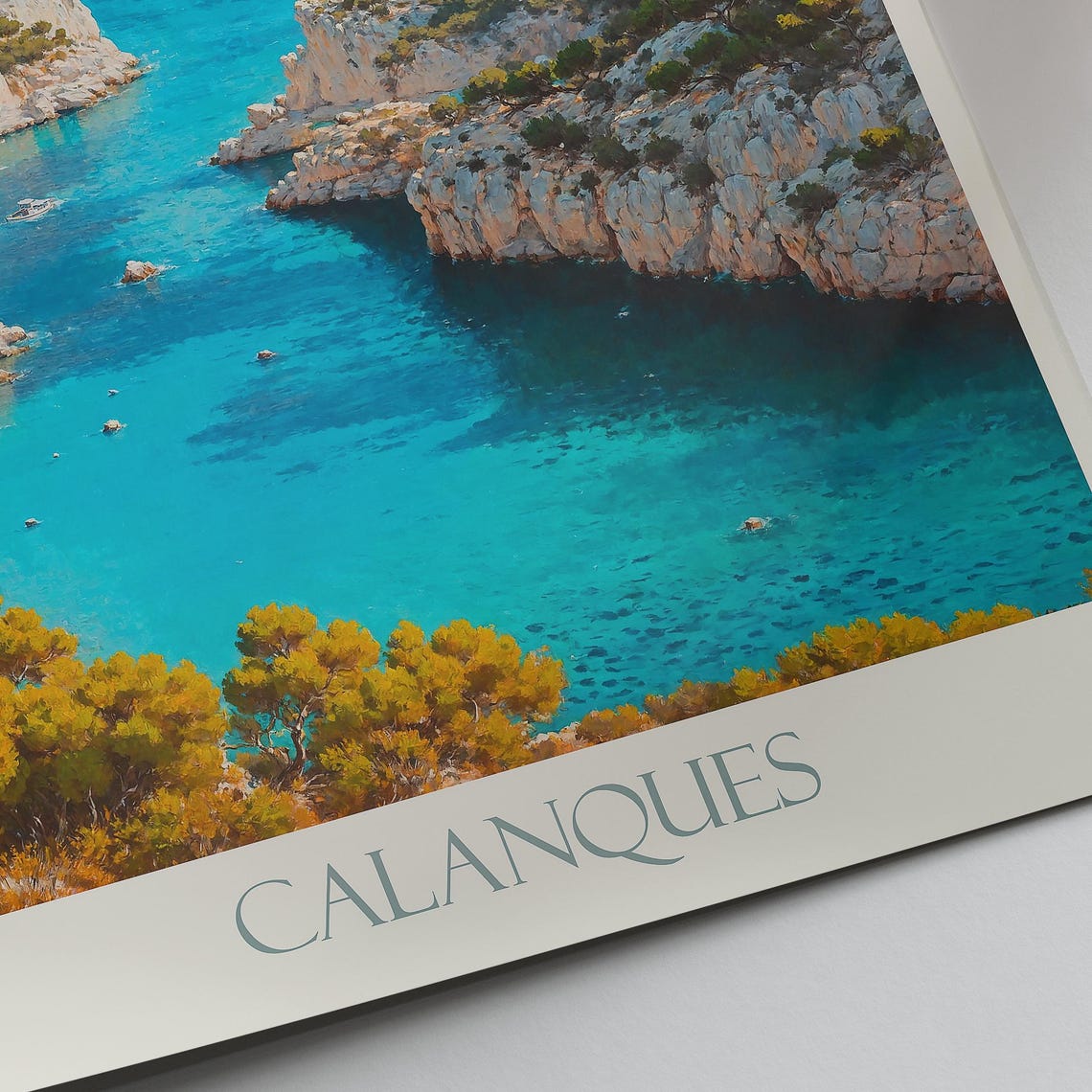 Calanques France White Limestone Cliffs Turquoise Sea Poster - Image 2