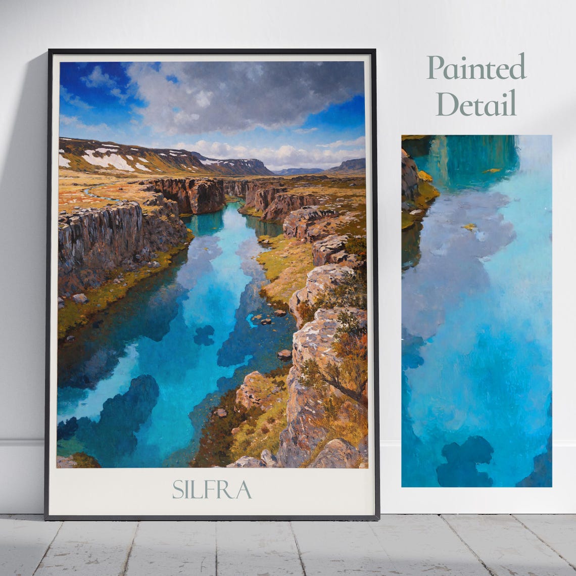 Silfra Iceland Rift Canyon Turquoise Water Landscape Painted Poster