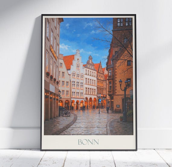 Bonn Travel Print Germany Travel Poster Painted Wall Art Print Home Decor Framed Personalized Print Vacation Travel Gift