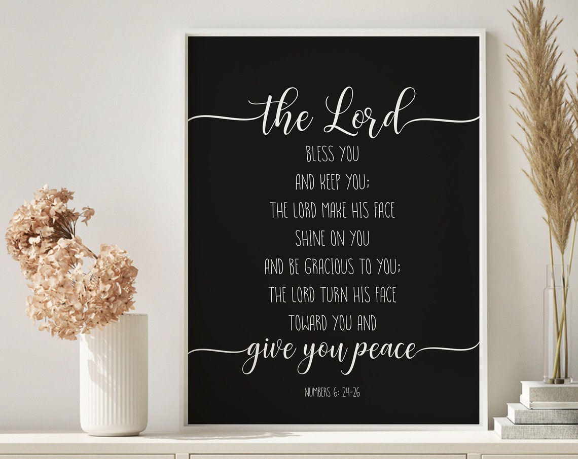 May The Lord Bless You And Keep You Sign Black Background Christian Wall Decor Living Room Art Scripture Numbers 624 26