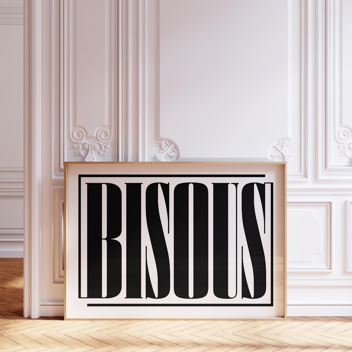 Bisous Bold Black Typography Minimalist French Kisses Poster