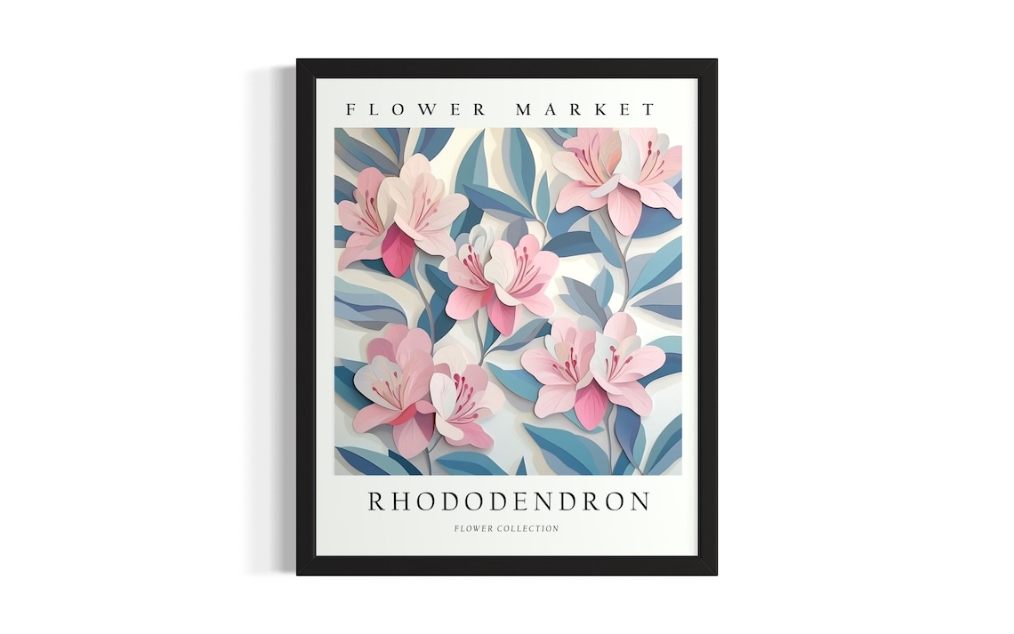 Flower Market Rhododendron Bloom Art 3D Paper Flower Collection Poster