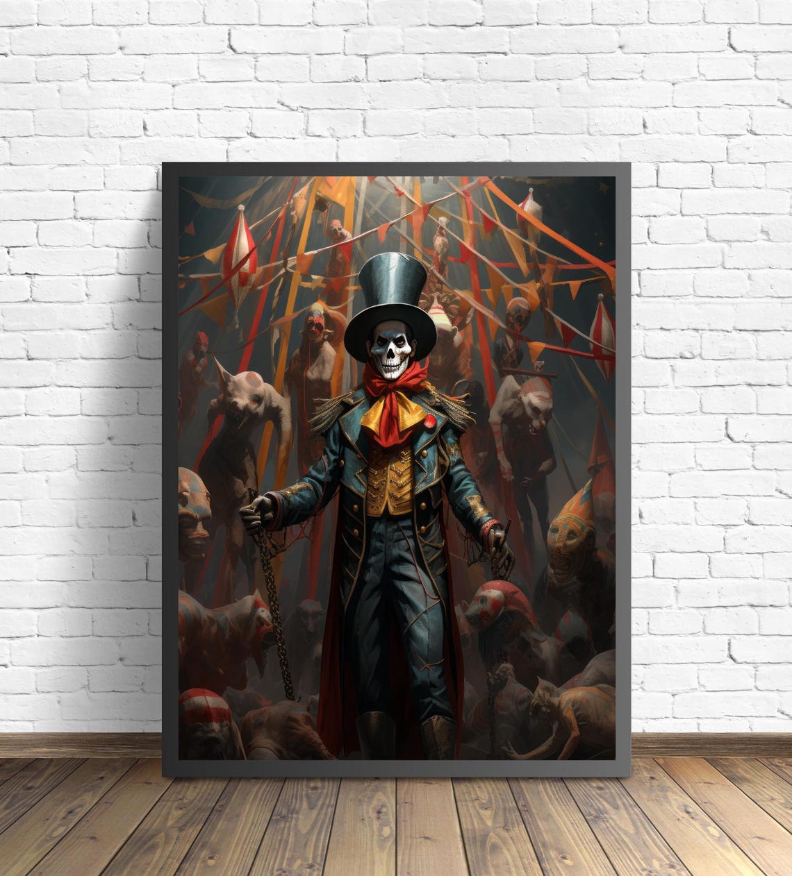 Sinister Skeleton Ringmaster In A Creepy Circus Horror Poster