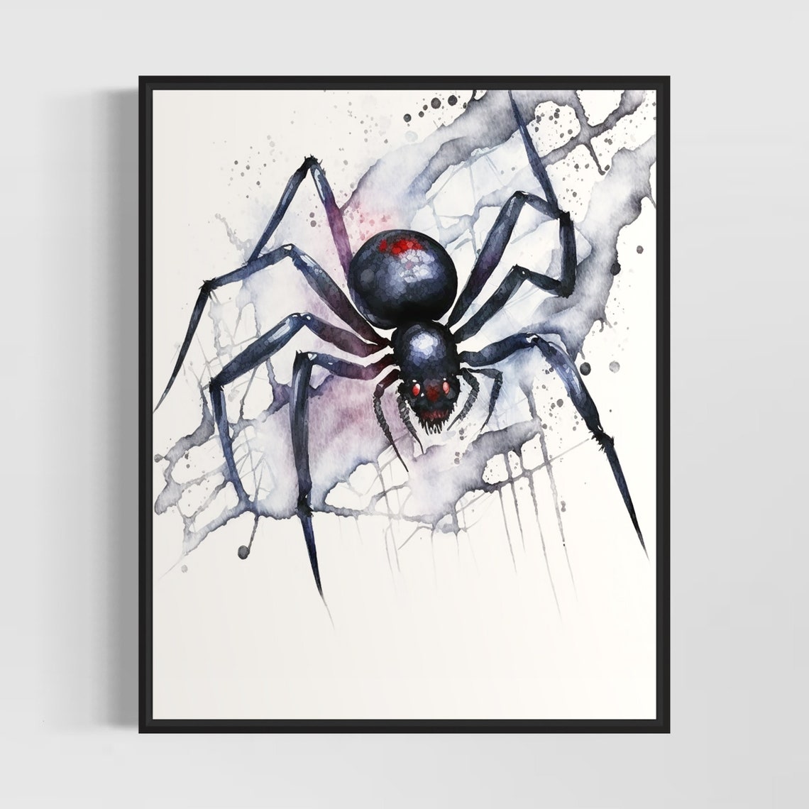 Black Widow Spider Watercolor Macro Insect Wildlife Artwork Poster
