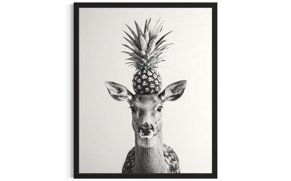 Deer Kitchen Animals Poster Art Print Wall Original Painting Artwork Decor