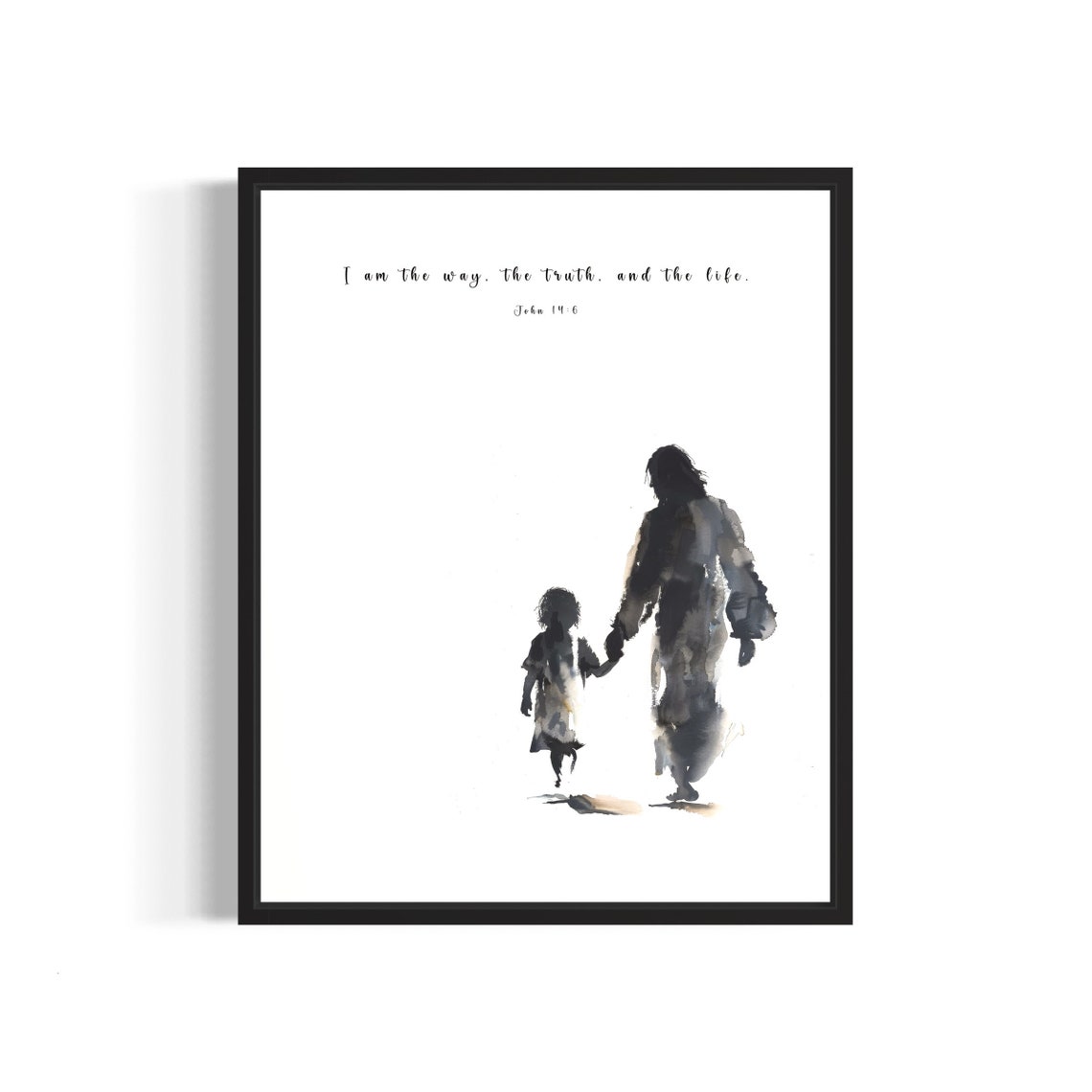 Jesus Walking Hand in Hand With a Little Child Christian Poster