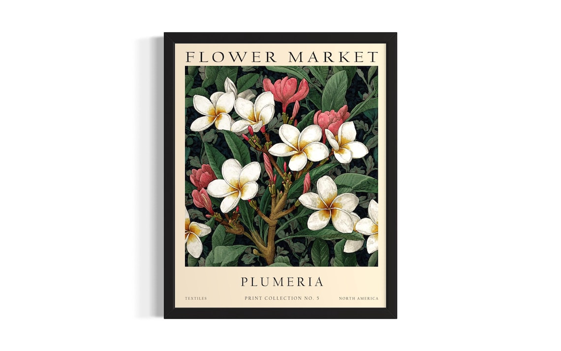 Plumeria Flower Market Tropical Frangipani Island Vintage Poster
