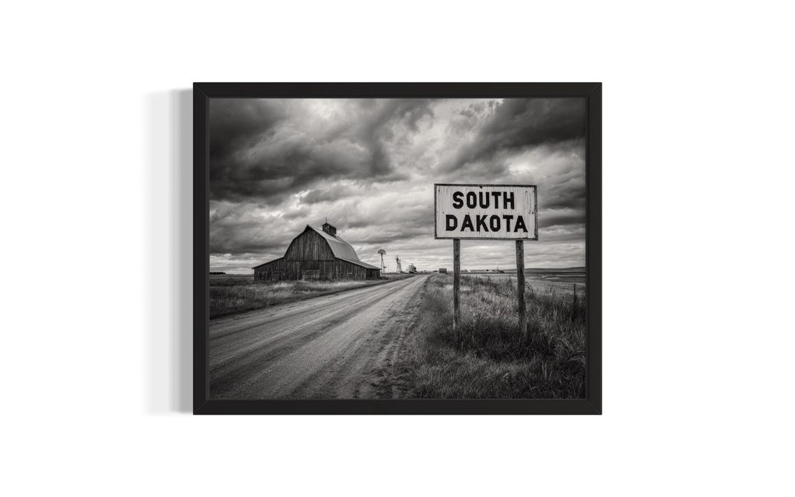 South Dakota Vintage Black and White Barn Storm Photo Poster