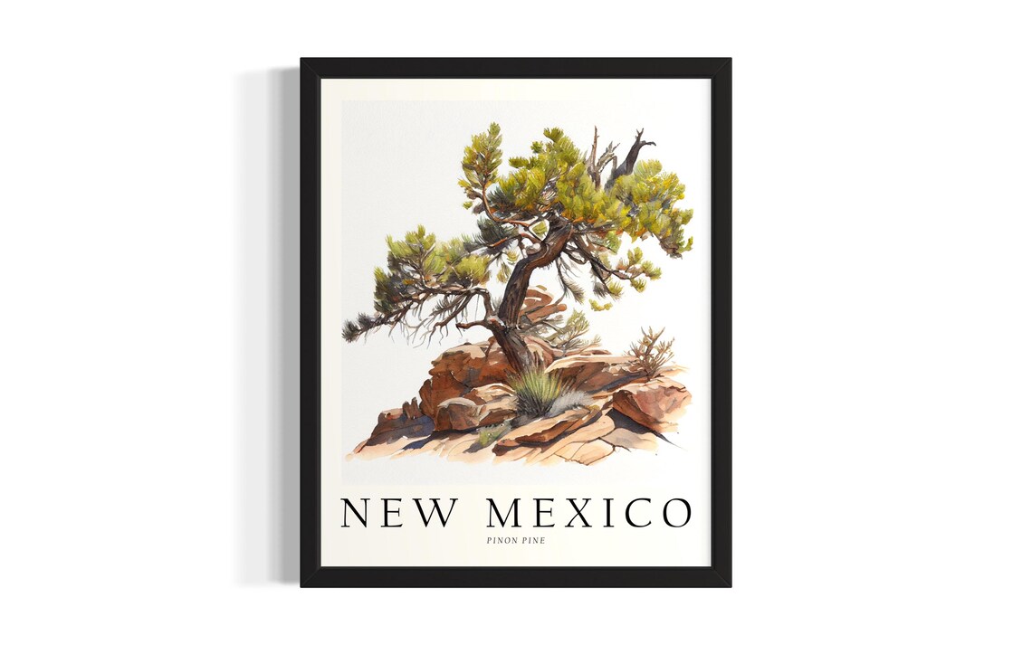 New Mexico Tree States Poster Art Print Living Room Wall Original Painting Artwork Decor