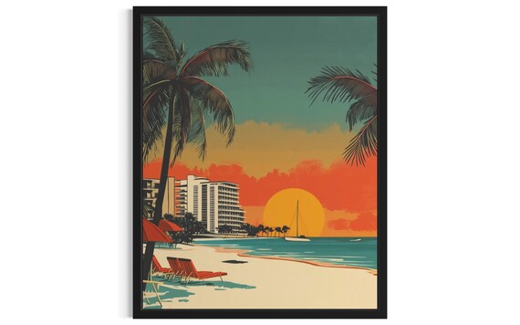 Bahamas Beach International Beaches Poster Art Print Living Roomwall Original Painting Artwork Decor