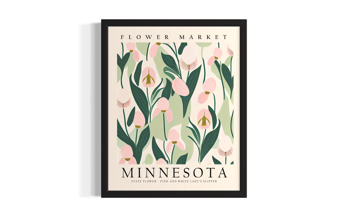 Minnesota Flower Market Lady Slipper Orchid Botanical Poster