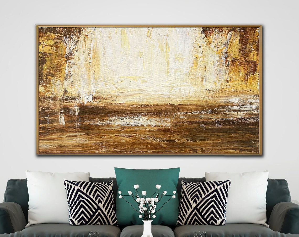 Bronze Gold Abstract Glowing Field Sunset Texture Wall Art Print