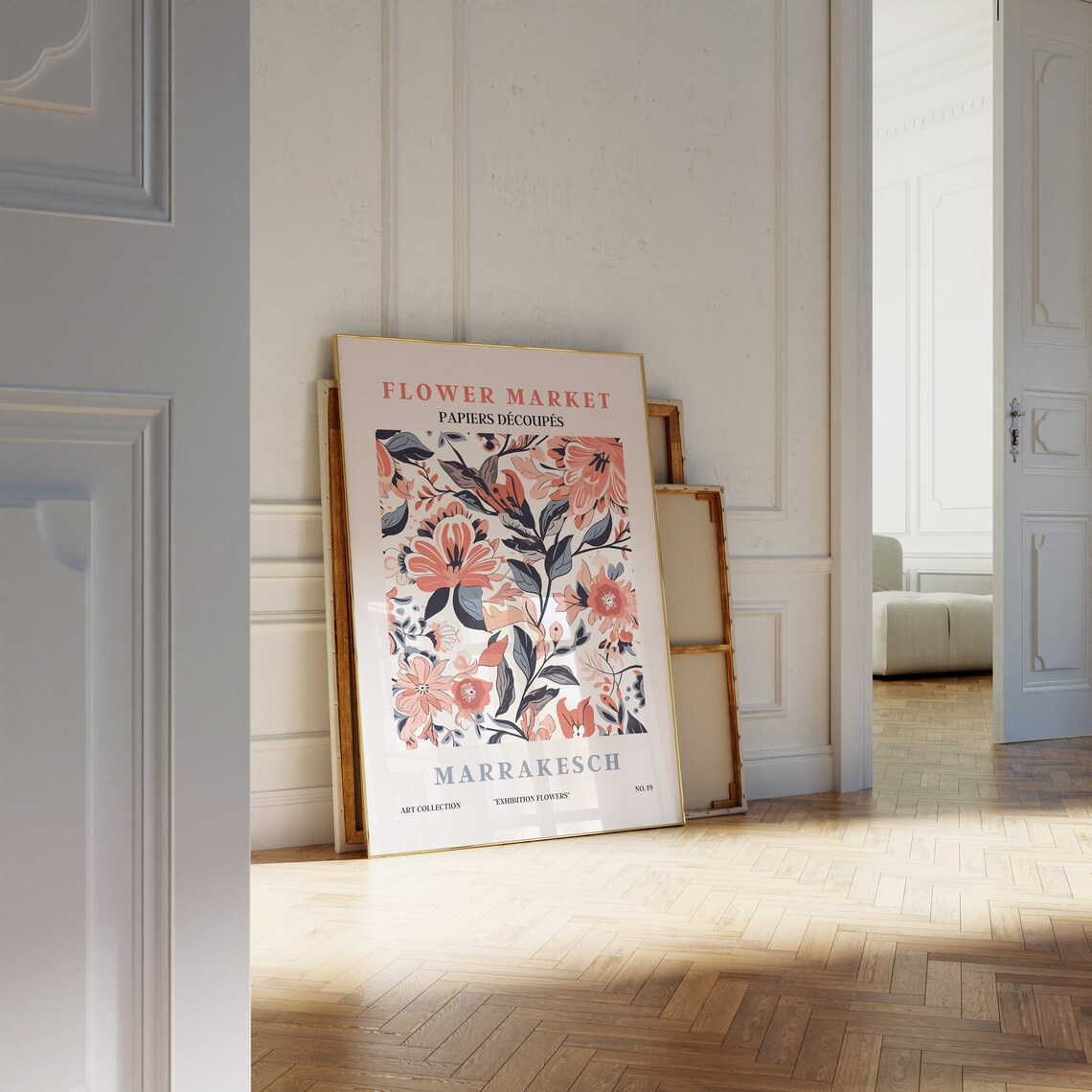Flower Market Marrakesch Crimson Teal Floral Exhibition Art Poster - Image 2