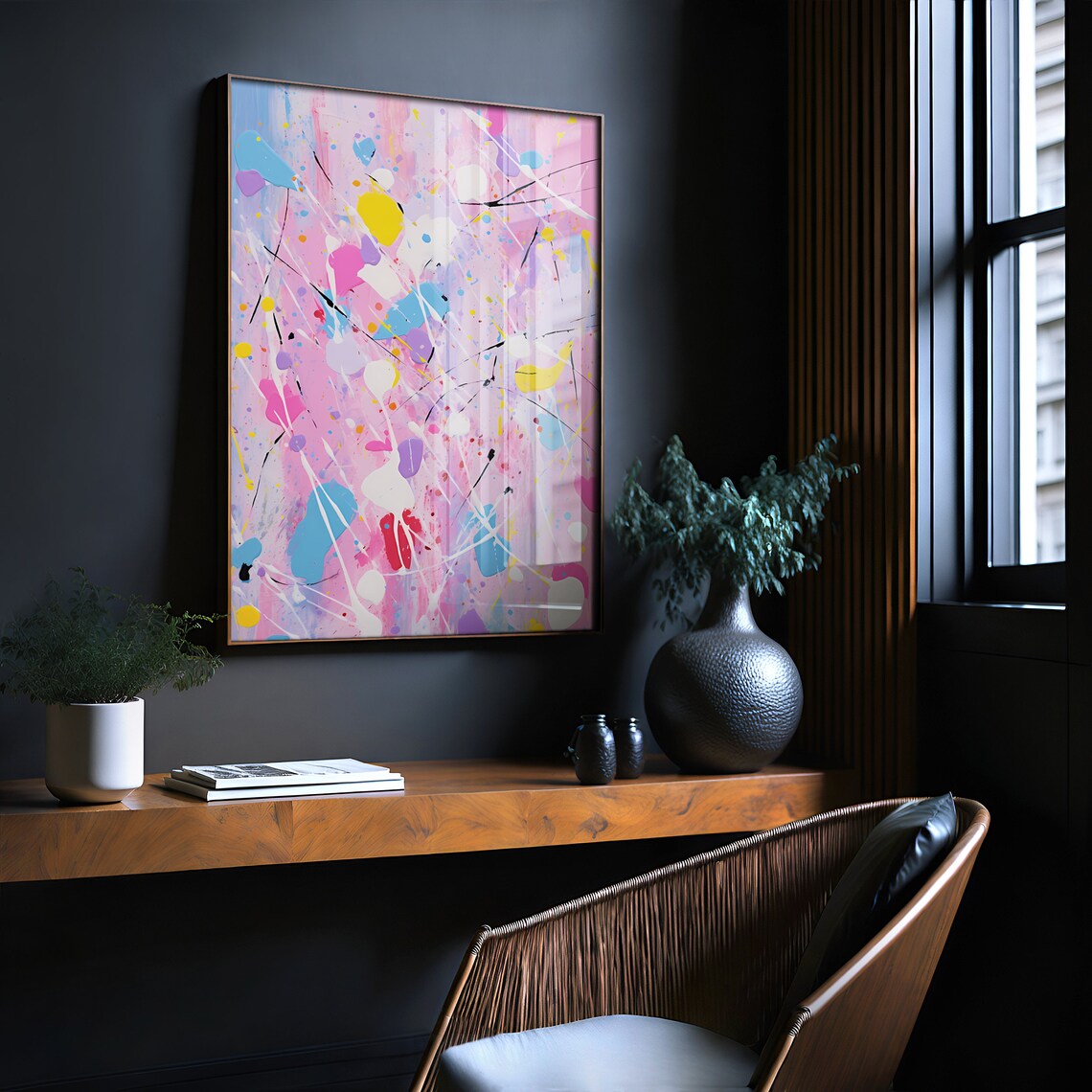 Pastel Abstract Drip Painting Colorful Modern Splatter Art Poster - Image 2