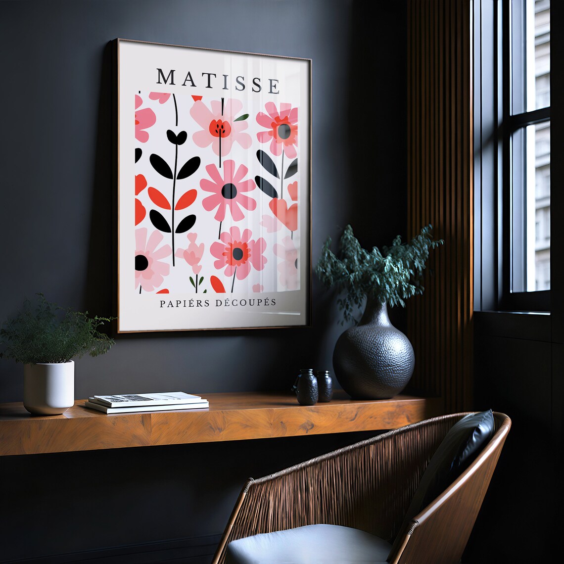 Matisse Papiers Decoupes Pink Black Floral Cut Paper Art Poster - Image 2