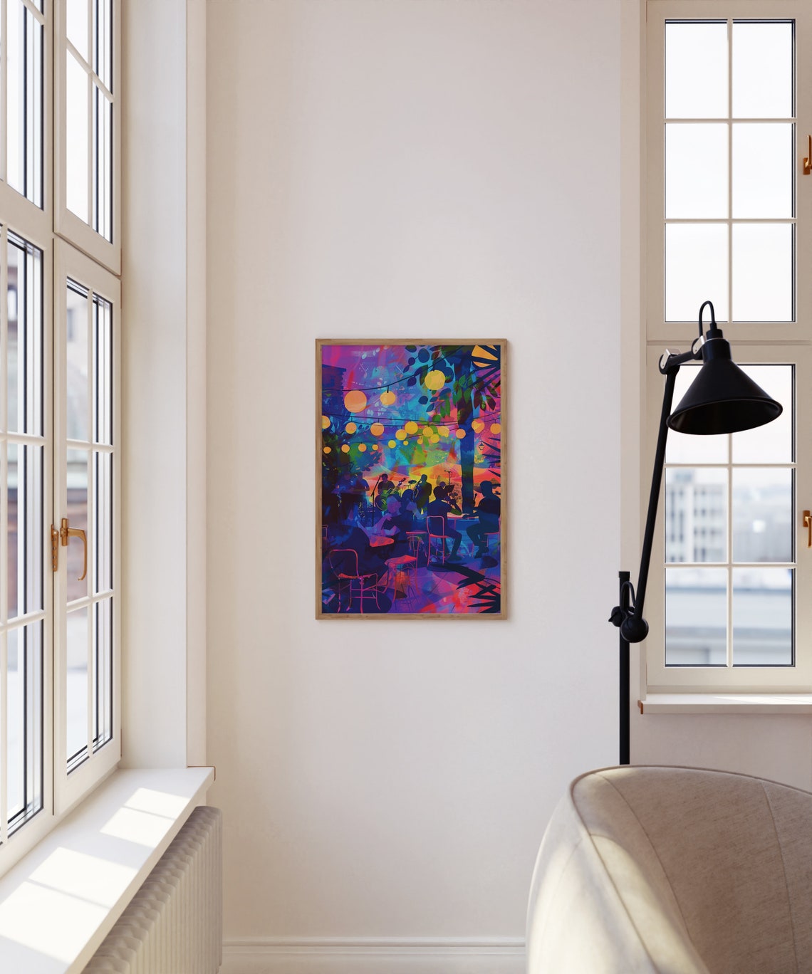 Colorful Night Cafe Terrace String Lights Celebration Poster - Image 3