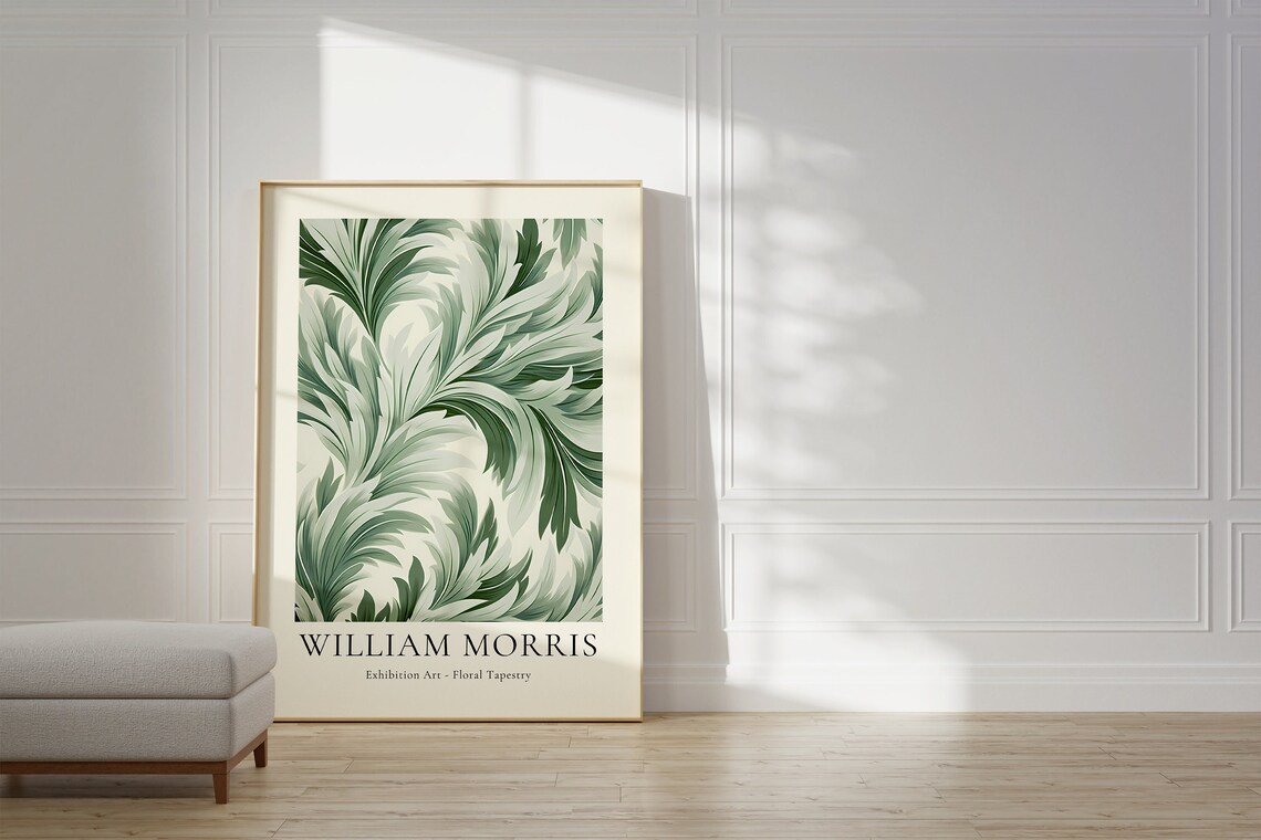 William Morris Exhibition Art Floral Tapestry Green Botanical Poster