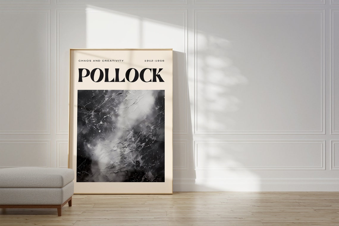 Pollock Chaos and Creativity Black White Smoke Abstract Art Poster