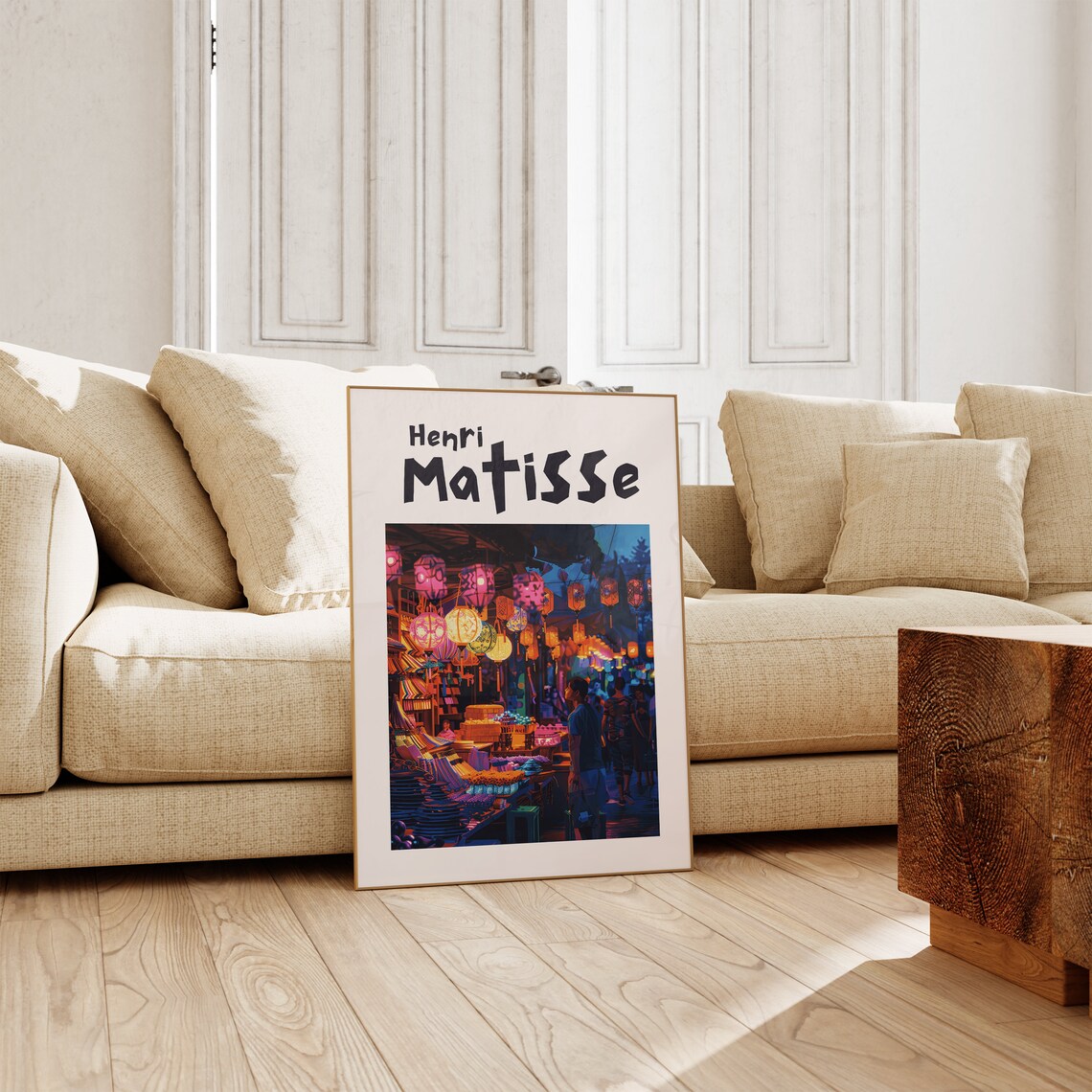 Henri Matisse Street Market Glowing Lanterns Night Scene Poster - Image 2