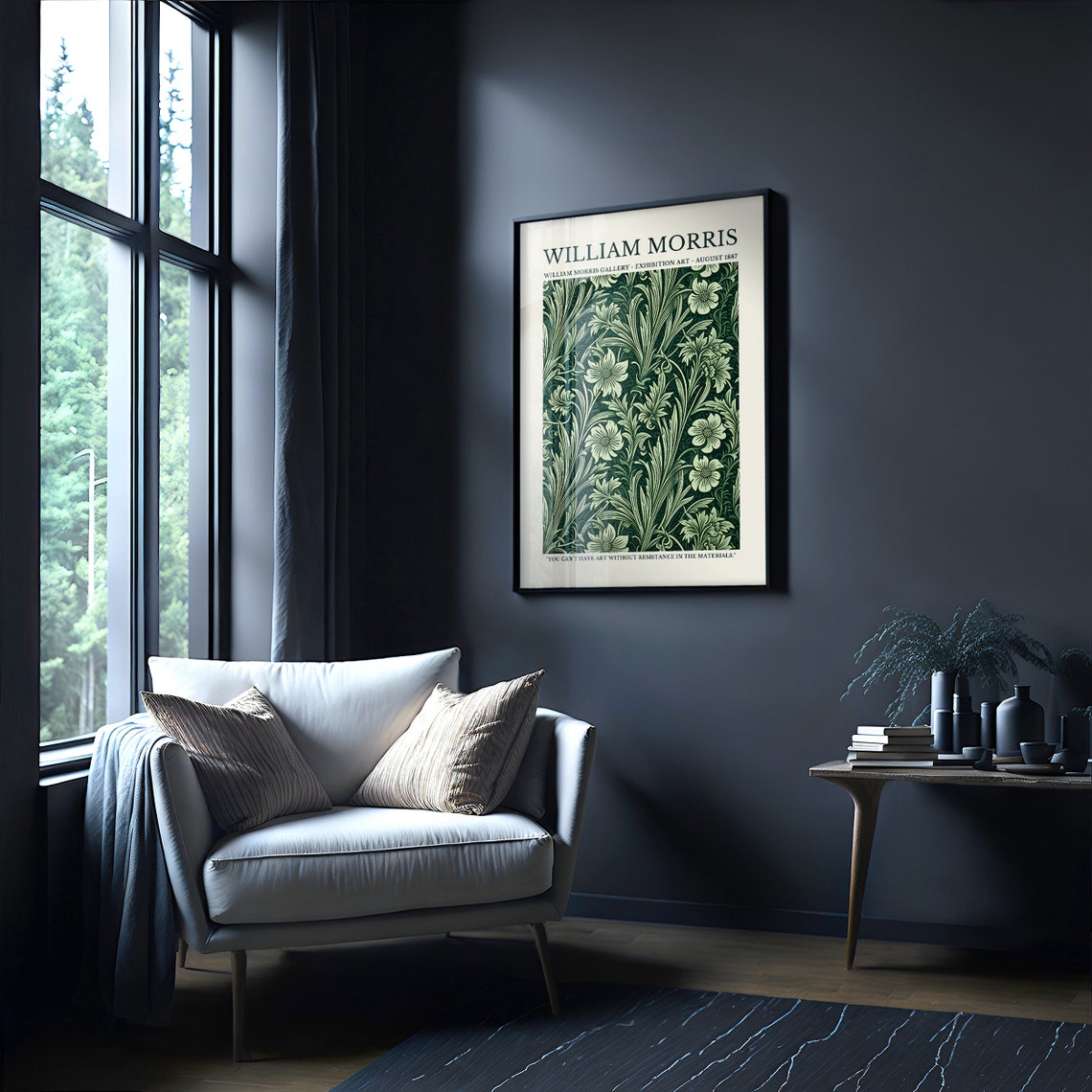 William Morris Green Leafy Floral Gallery Exhibition Art Poster