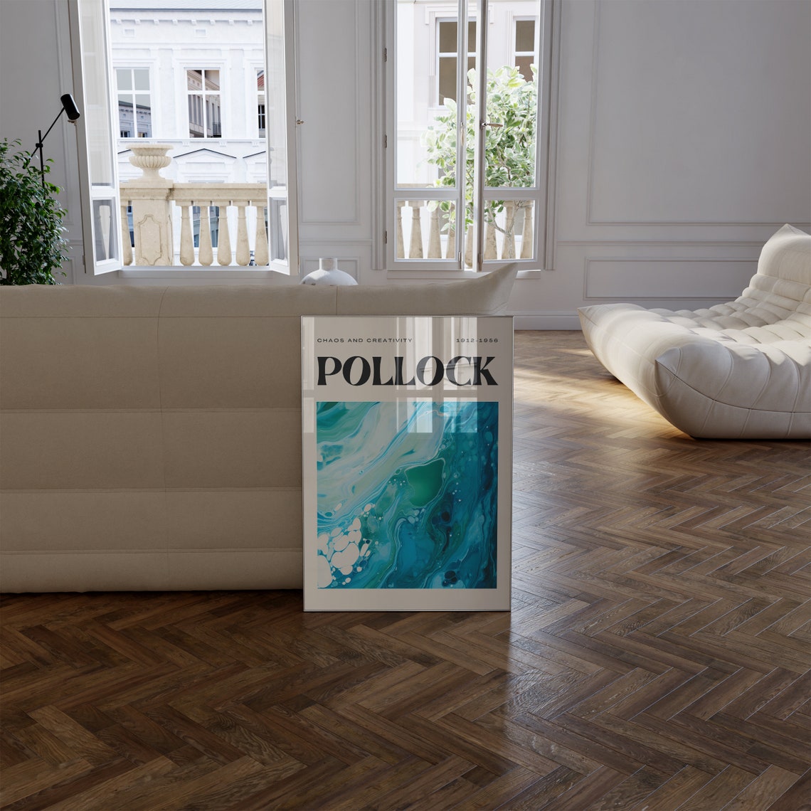 Jackson Pollock Chaos and Creativity Teal Fluid Abstract Poster - Image 2