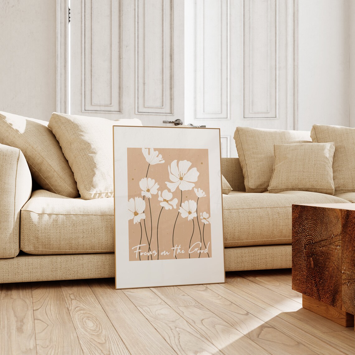 Focus on the Good White Flowers Inspirational Quote Art Poster - Image 2