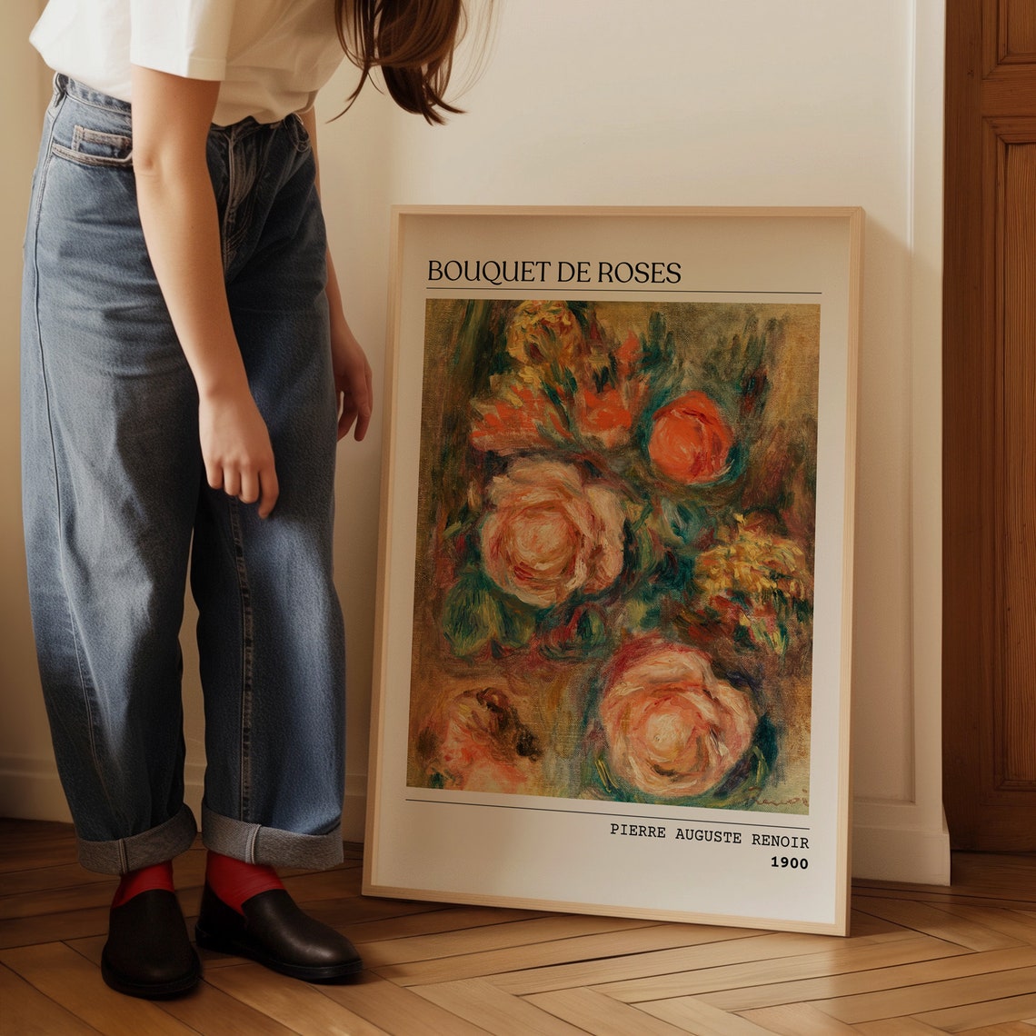 Bouquet De Roses Poster Floral Wall Art Rose Bouquet Art Deco Rose Petals French Painting Flowers Painting Gift Idea Original Painting - Image 5