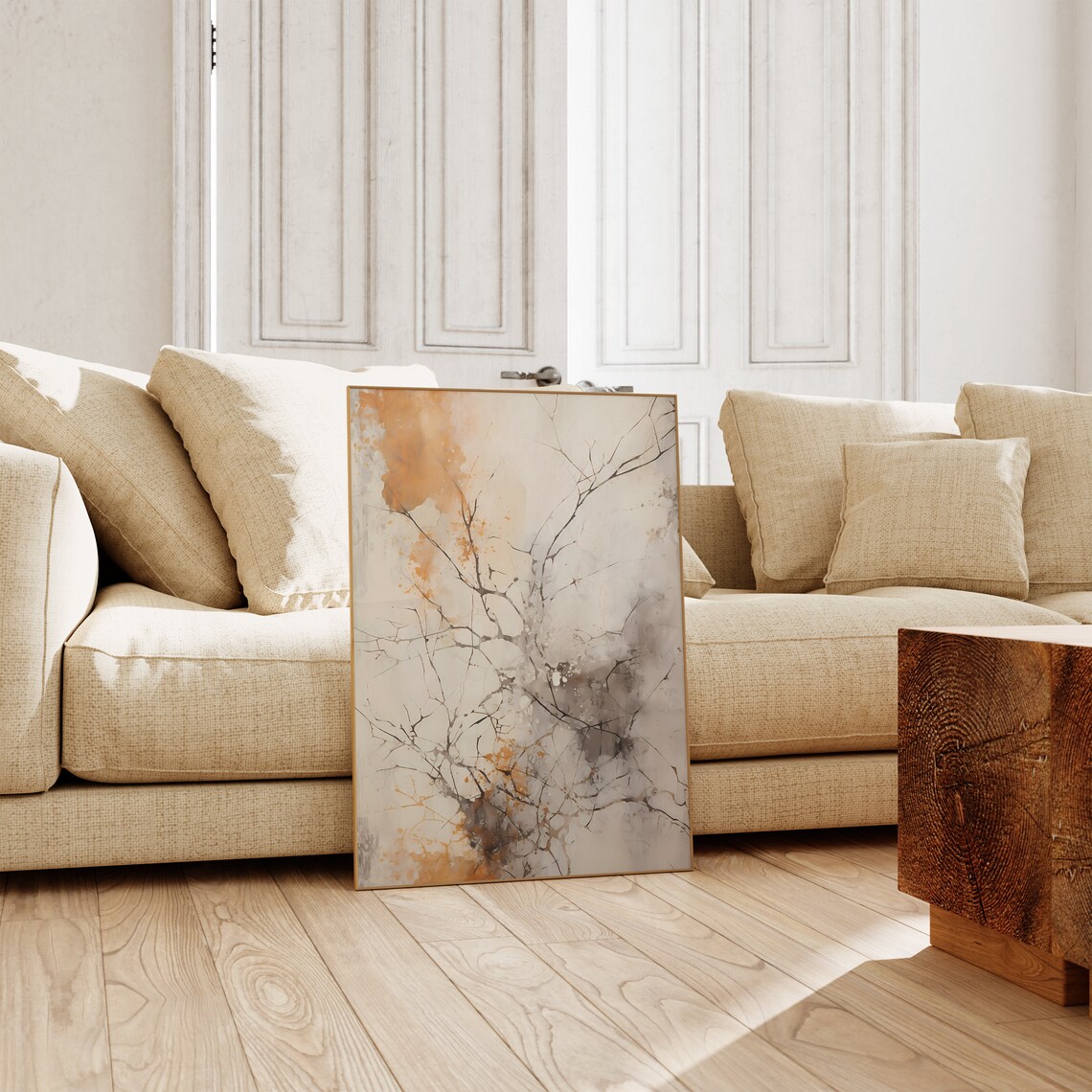 Amber Ink Branch Abstract Painting Minimal Organic Art Poster - Image 5