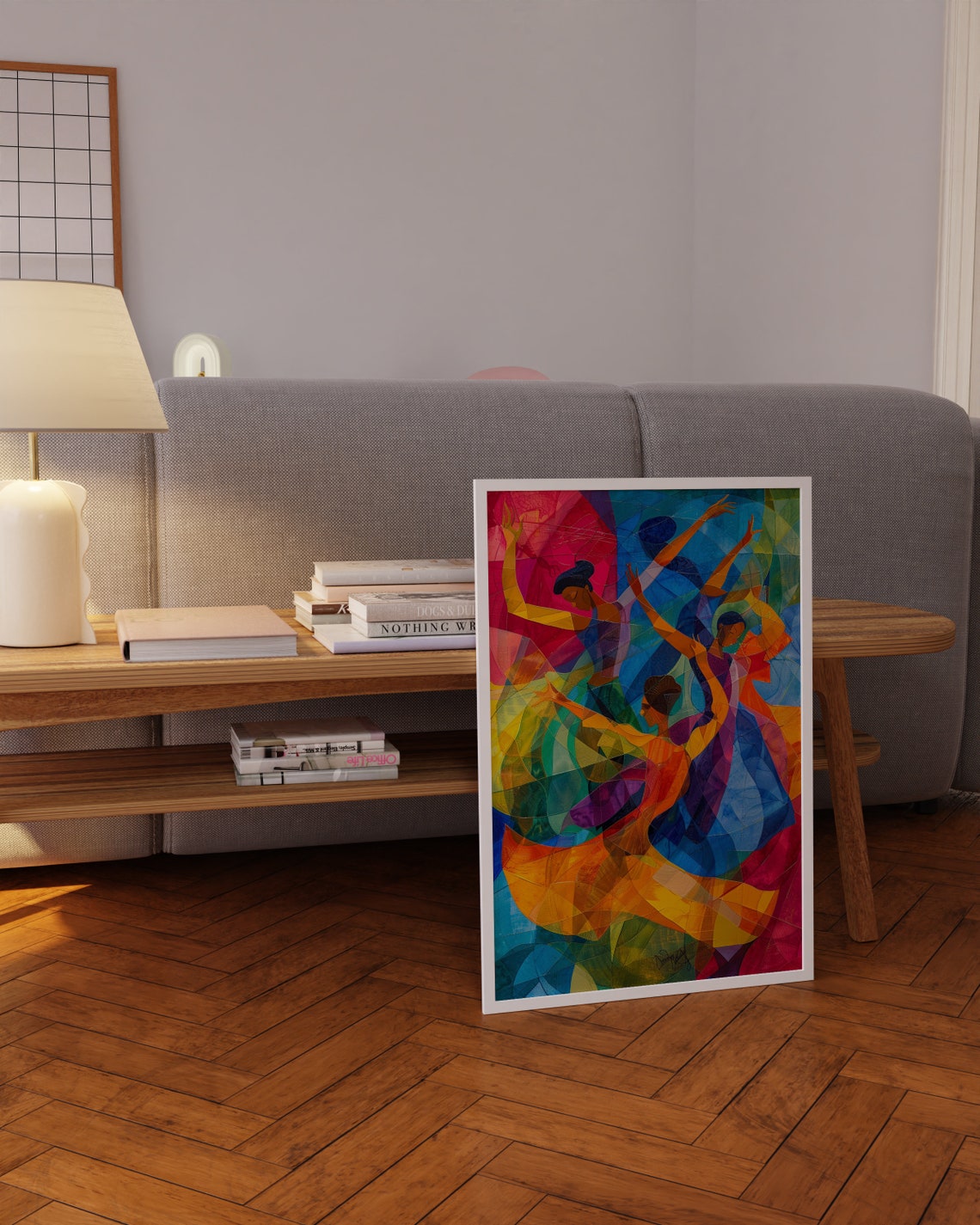 Cubist Dancers Swirling Rainbow Colors Joyful Movement Poster - Image 5