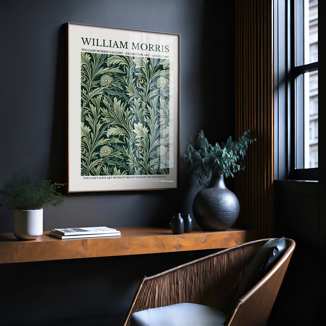 William Morris Thistle Green Leaf Pattern 1887 Exhibition Art Poster - Image 2