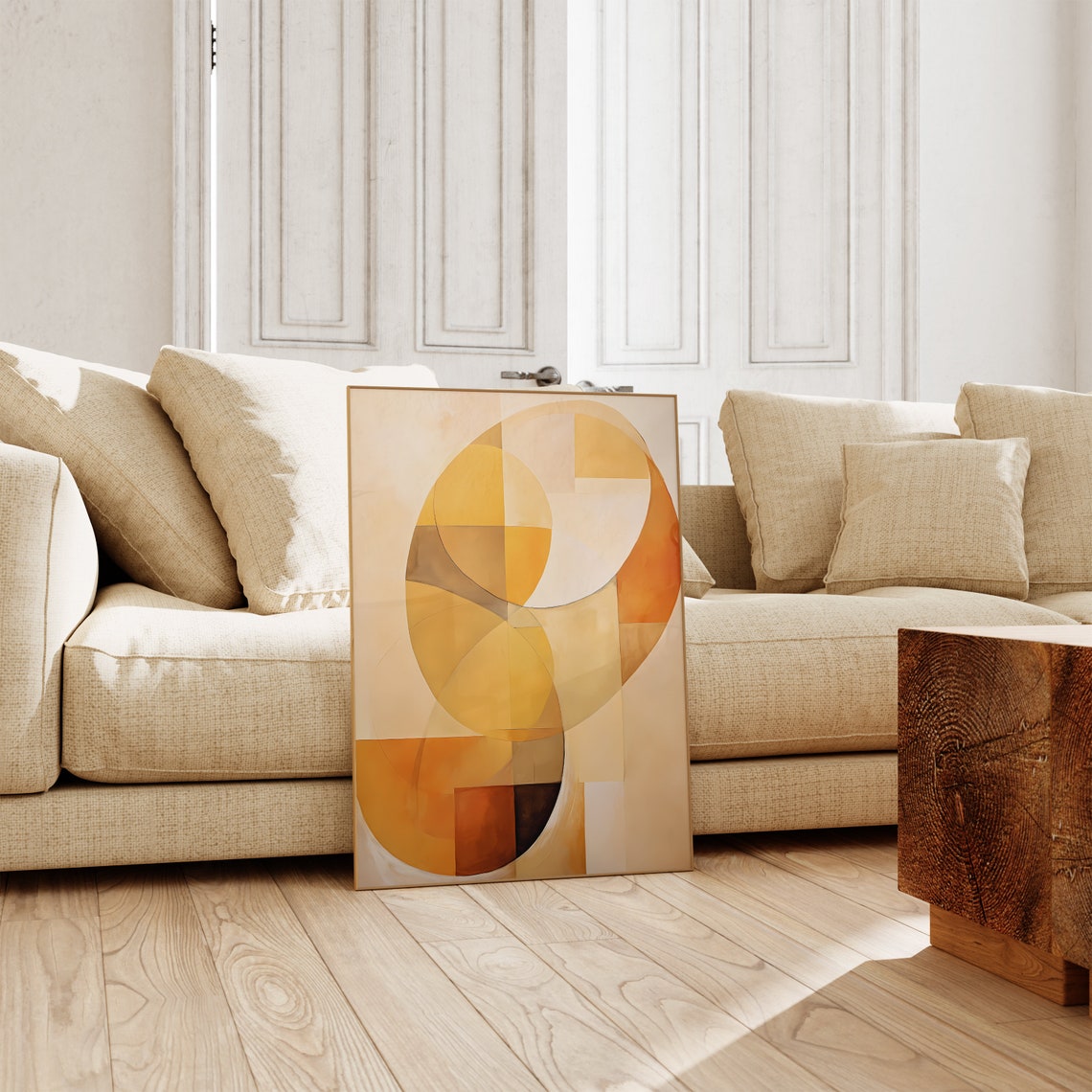 Golden Amber Circular Abstract Shapes Warm Modern Style Poster - Image 4