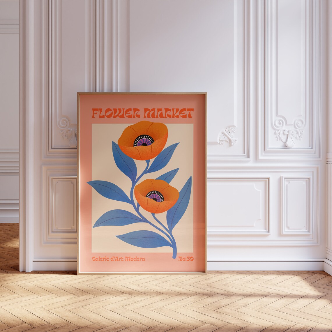 Flower Market Print, Modern Scandinavian Floral Poster - Image 4