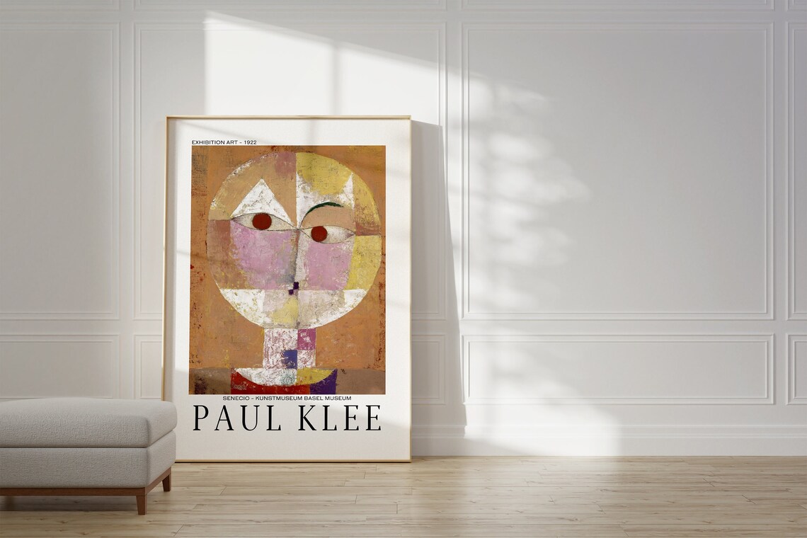 Paul Klee Senecio 1922 Exhibition Poster Basel Museum Abstract Face Art