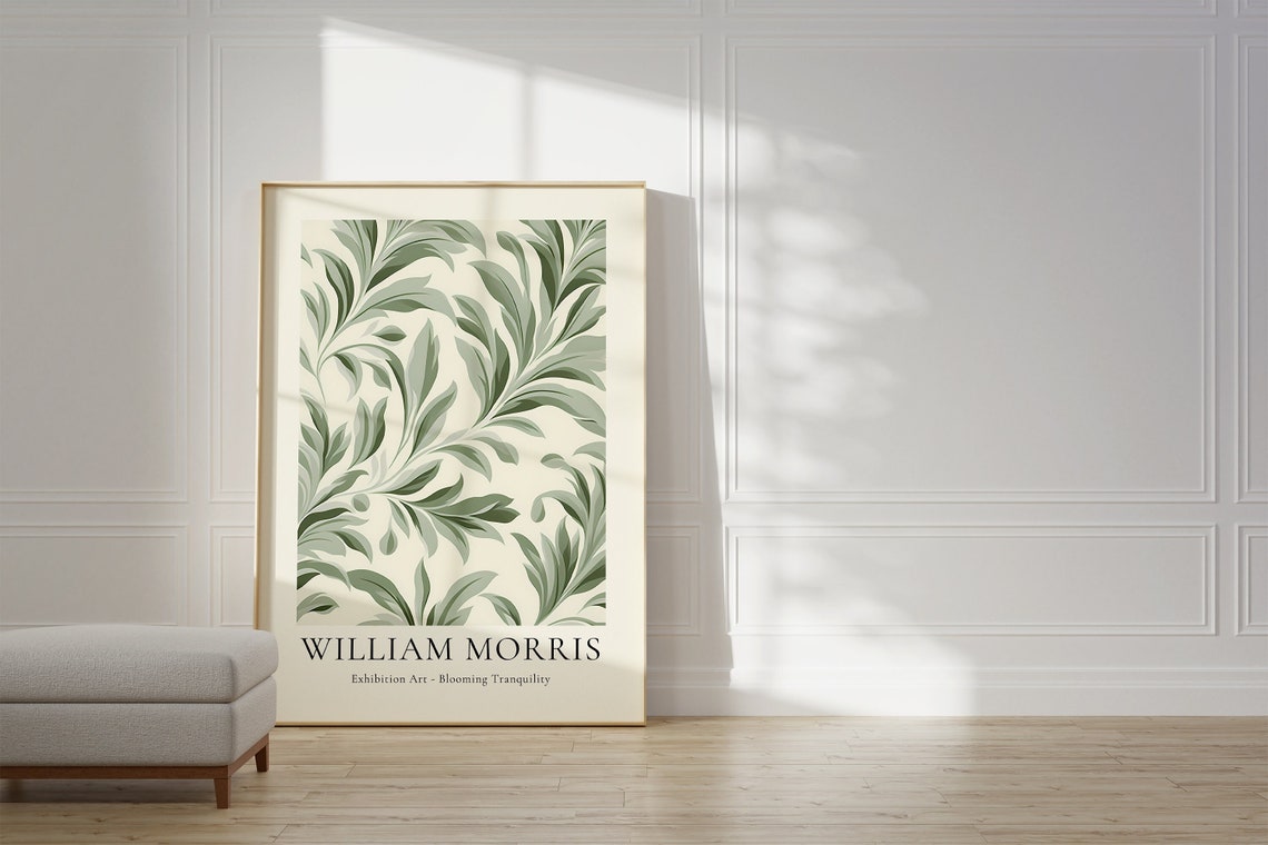William Morris Blooming Tranquility Soft Green Leaf Art Poster