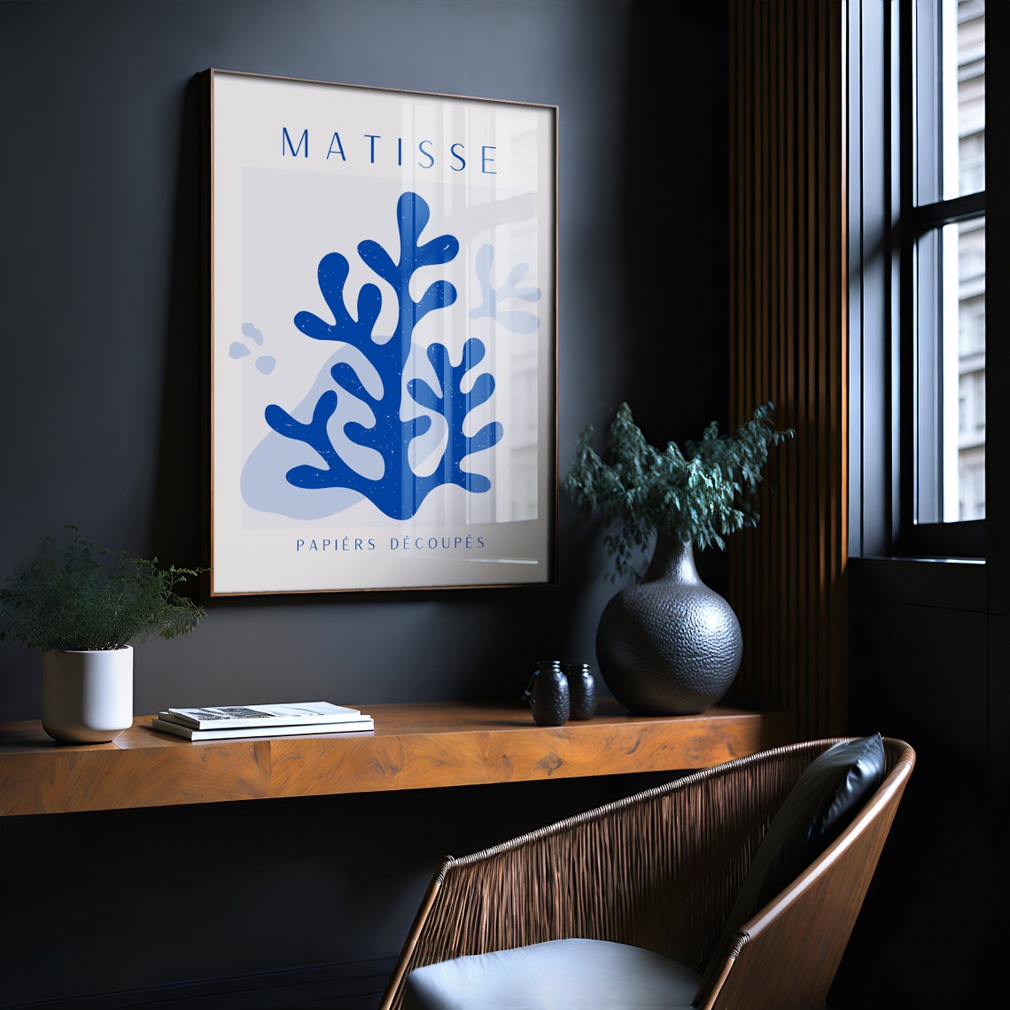 Matisse Papiers Decoupes Blue Cutout Botanical Minimalist Art Poster