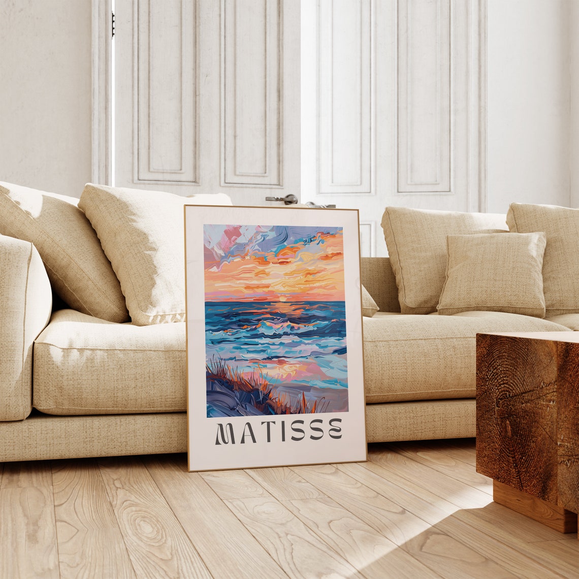 Matisse Style Ocean Sunset Colorful Waves Seascape Art Poster - Image 2