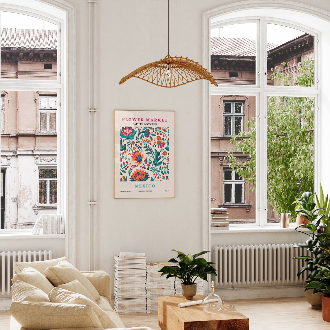 Flower Market Kitchen Living Room Art Print - Image 4