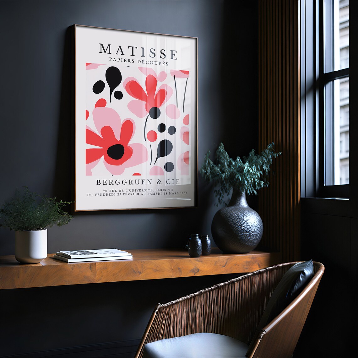 Matisse Papiers Decoupes Red Pink Poppy Flowers Floral Poster - Image 2