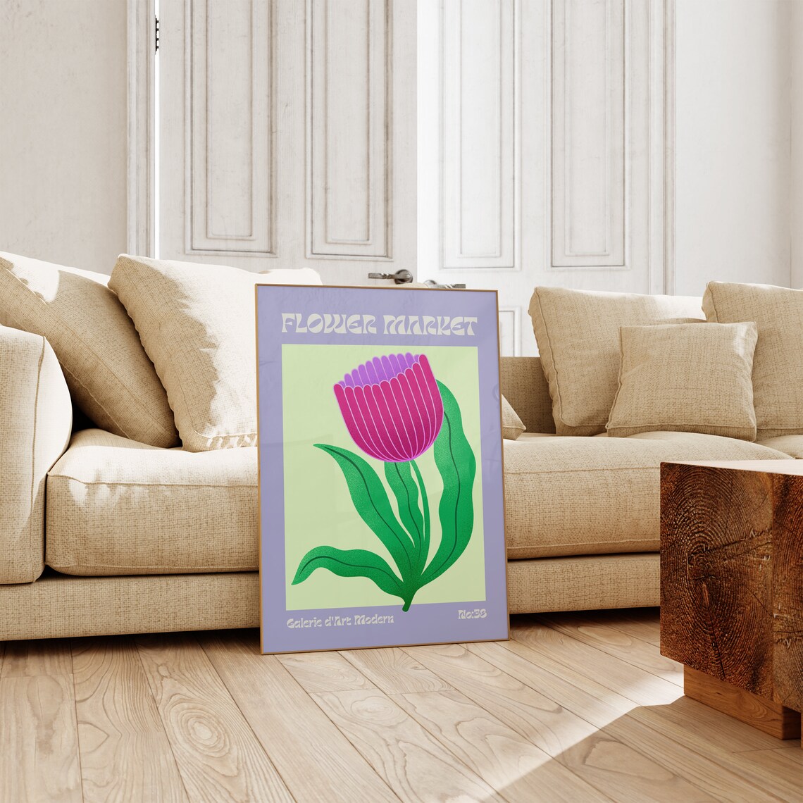 Flower Market No 38 Magenta Protea Bloom Lilac Floral Art Poster - Image 3