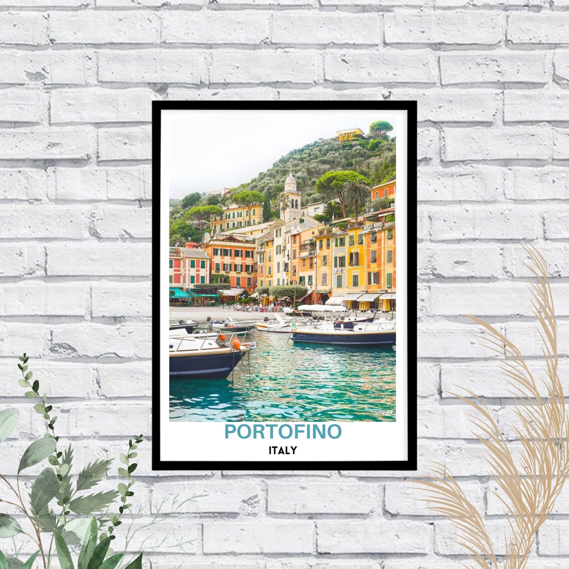 Portofino Italy Pastel Harbor Village Ligurian Coast View Poster
