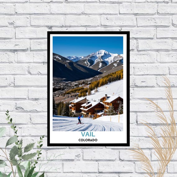 Stunning Vail Colorado Rolled Poster Home Decor Ski Enthusiasts Gift Travelers Wall Adventure Lovers