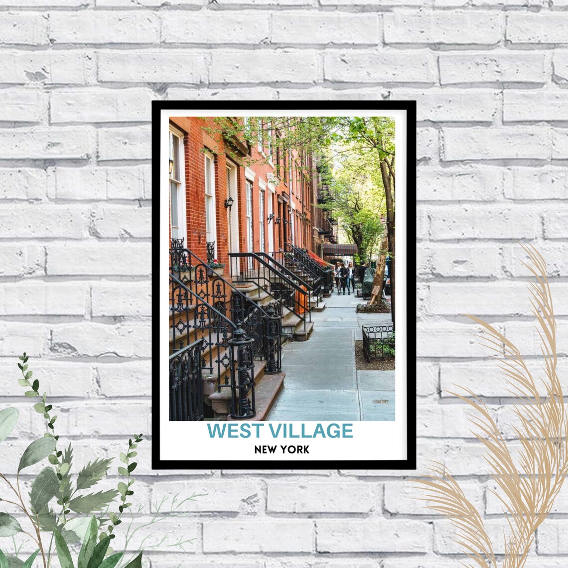 West Village Brownstones Stoops New York Street Scene Poster