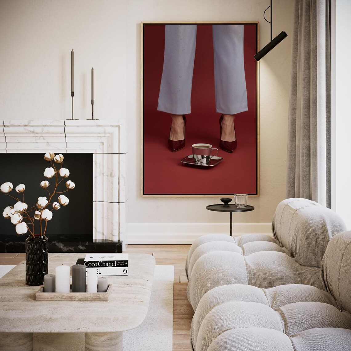 Elegant Fashion Legs With Red Heels And Coffee Cup Minimalist Poster