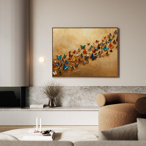Flight Of The Butterflies On A Golden Breeze Artwork Wall Art
