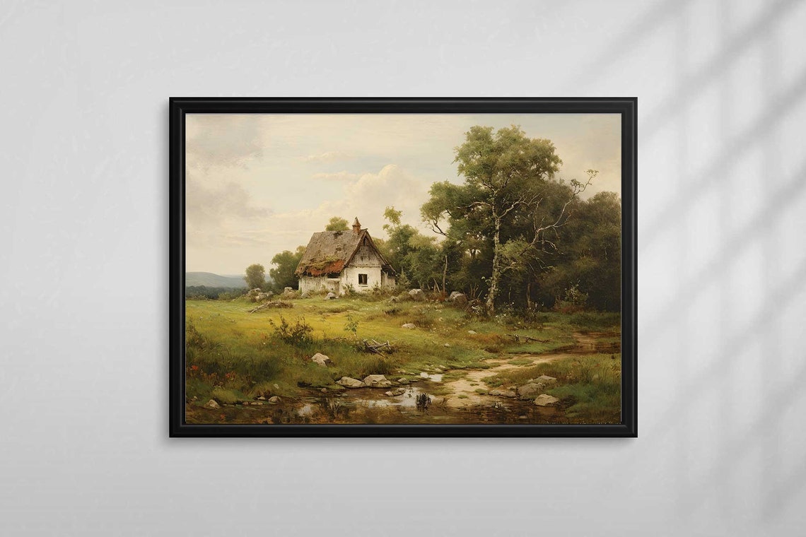 Wildflower Landscape Painting Vintage Landscape Art Print Antique Oil Painting Wall Art Art Print 104 - Image 5