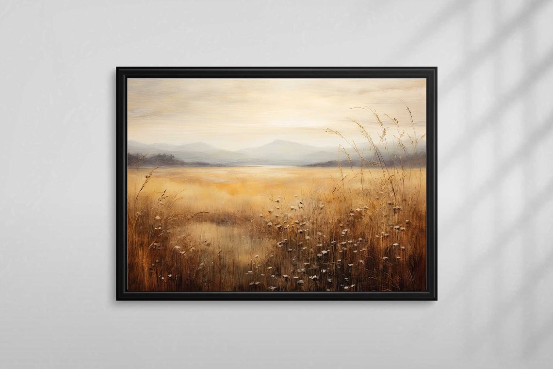 Wildflower Landscape Painting Vintage Landscape Art Print Antique Oil Painting Wall Art Art Print 106 - Image 5