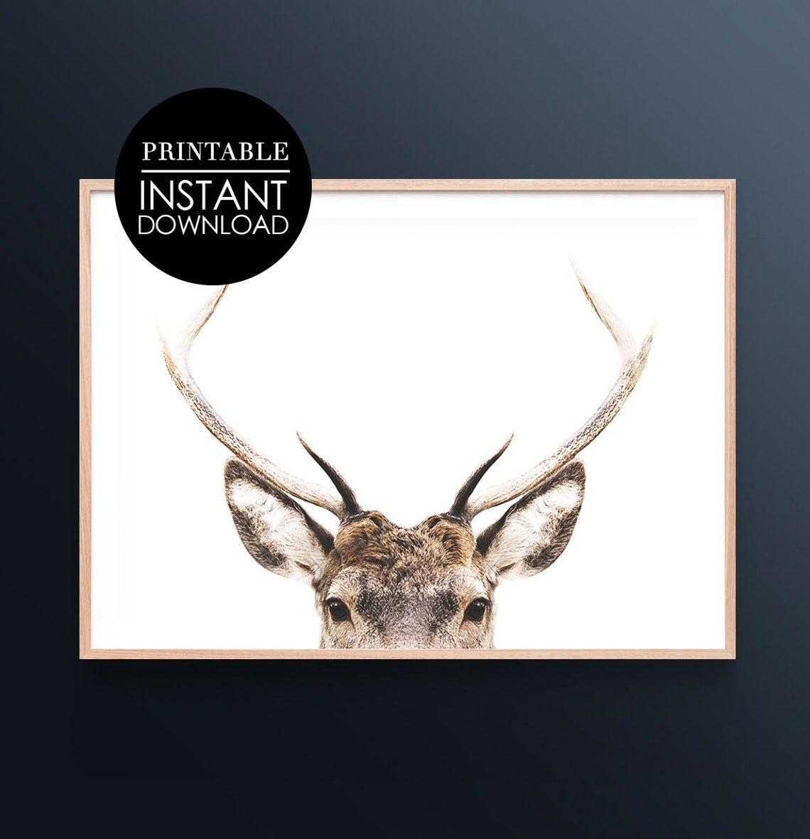 Deer Print Antler Wall Art Woodlands Decor Nursery Modern